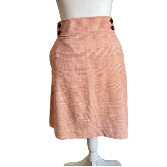 Ann Taylor Dresses & Skirts - Ann Taylor Houndstooth Skirt 10 | Salmon White Button Waist Pencil Skirt NWT